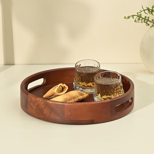 Brick Brown® Premium Handcrafted Wooden Homeydo Serving Tray | Tea Tray for Home, Kitchen, Dining Table, Restaurant, Office | Decorative Organizer Tray for Snacks, Breakfast, Platter – 16.2 x 11 Inch - Image 1