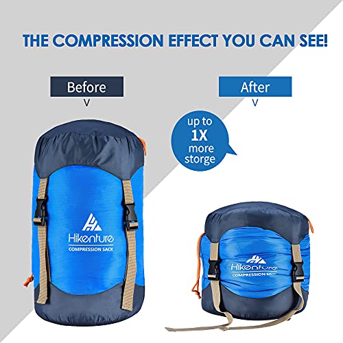 Hikenture Compression Sack for Sleeping Bag, Upgrade Anti-Tear Nylon Sleeping Bag Stuff Sack, 10L/14L/20L/30L Water-Resistant Compression Bag, Storage Bag (Blue, 20L) - Image 3