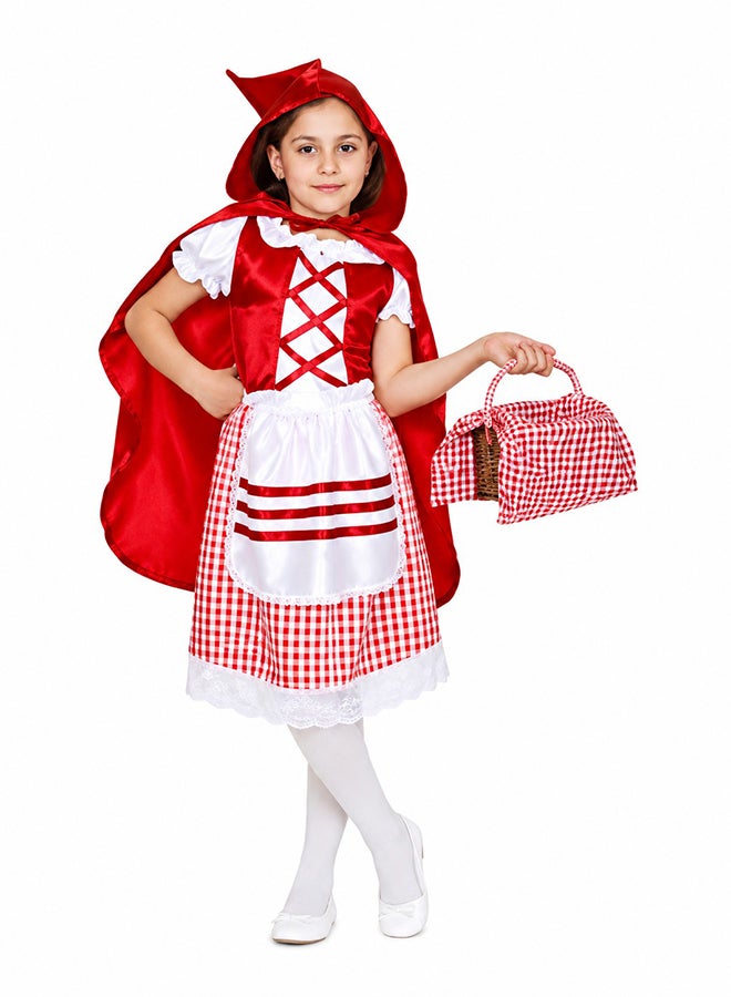 Toy Land Girls Little Red Riding Hood Costume Set – Fairy Tale Fancy Dress Outfit with Hooded Cape and Basket for girls of age 4 to 5 years - Image 2