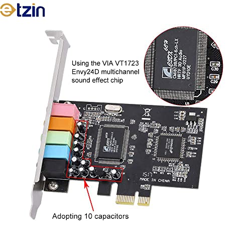 Etzin PCIe Sound Card 5.1 Internal for PC Windows 10 With Low Profile Bracket, 3D Stereo PCI-e Audio Card, CMI8738 Chip 32/64 Bit PCI Express Adapter-(EPL-749PC) - Image 3