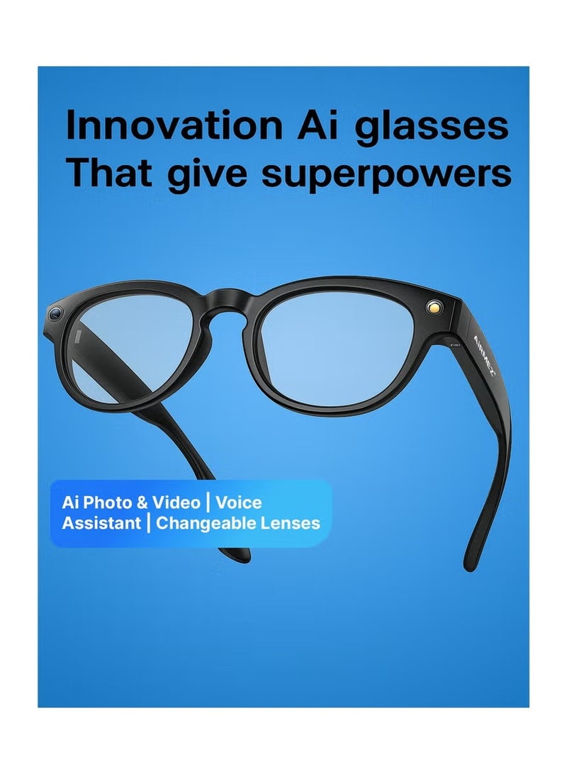 Airmez AI Smart Glasses – 12MP Camera, 1080P Video Recording, Touch Control, WiFi Transmission, Magnetic Charging, Smart Wearable Eyewear - Image 4