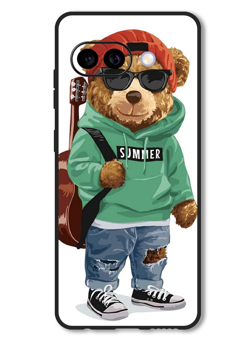 Theodor Case Compatible with Google Pixel 9A Protection Shockproof Bumper Cover Musician Bear - Image 1
