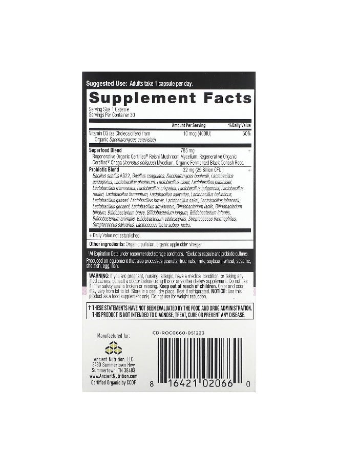 Ancient Nutrition - Ancient Nutrition, Women's 50+ Once Daily Probiotics, 25 Billion CFU, 30 Capsules - Image 1