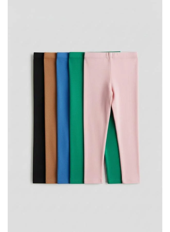 Magu Girls' Cotton Colorful Basic 5-Piece Leggings Set – Flexible and Soft Texture.