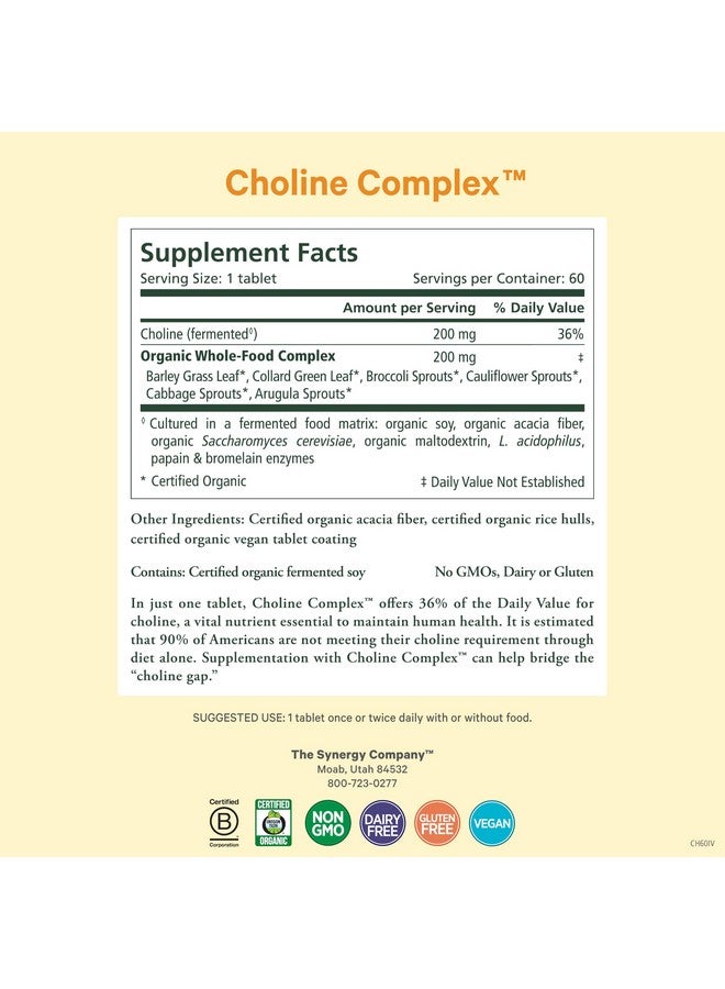 PURE SYNERGY Choline Complex | Vegan Choline Supplement Made with Organic Whole Foods | Non-GMO Bioavailable Complex | for Pregnancy, Brain, and Liver Health (60 Tablets) - Image 2