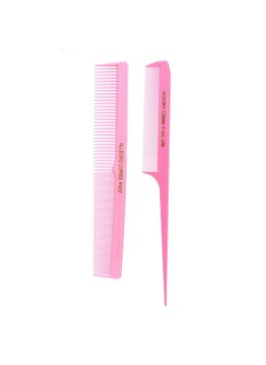 Allegro Combs Rat Rail And Barber Comb Stylist Combs Set Rattail Styling Parting Comb Hair Stylist Tail Comb Men Combs Women Combs Kids Comb Fresh Color 2 Pc. (Fresh Pink)  - Image 1