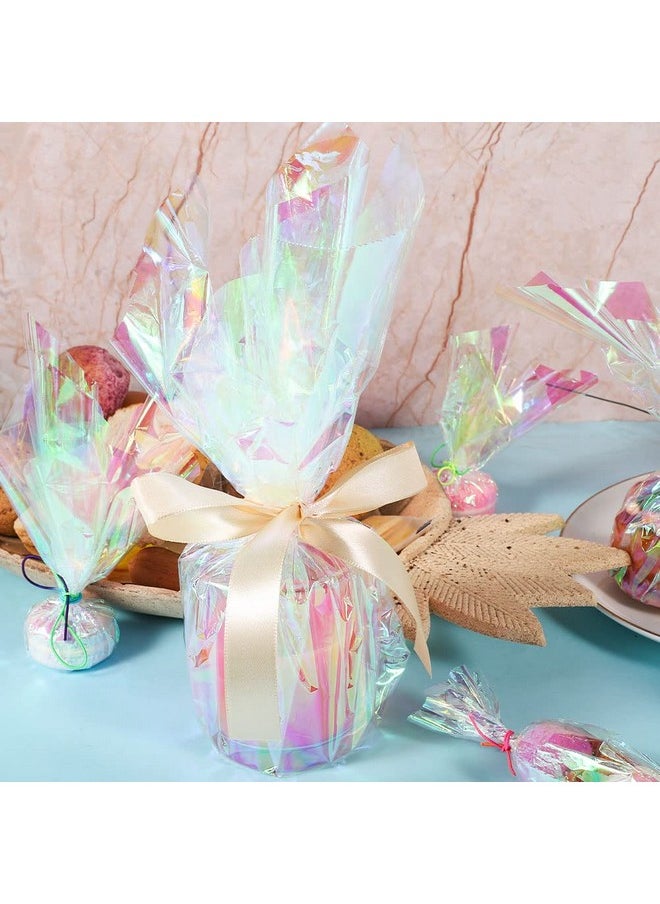 Pengxiaomei - 32In X 50 Ft Iridescent Cellophane Wrap For Gift Baskets Birthday Wrapping Paper Holographic Cellophane Wrap Roll For Crafts Halloween Christmas Gifts - Image 1