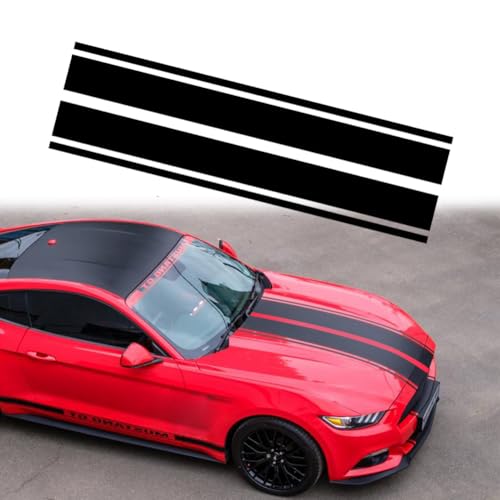 Leasinder Car Hood Stripe Sticker Universal Auto Racing Stripes Body Side Decal Vinyl Stripe Sticker Accessories Modified Decoration for Car Vehicles (Black, 63 * 11'') - Image 1