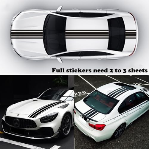 Leasinder Car Hood Stripe Sticker Universal Auto Racing Stripes Body Side Decal Vinyl Stripe Sticker Accessories Modified Decoration for Car Vehicles (Black, 63 * 11'') - Image 5