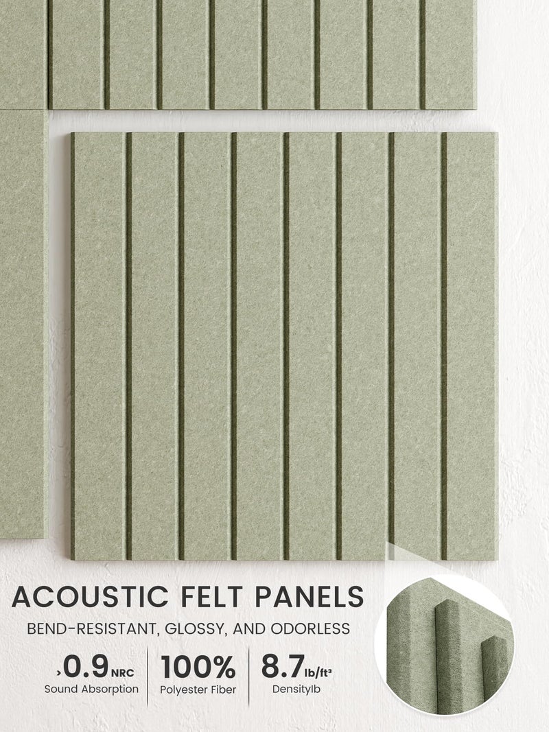 Bumusty Large Cork Board Alternative-48 x 36" Felt Bulletin Board Tiles, with 30 Pushpins, 70 Adhesive Tabs, 12-Pack Slat Wall Paneling, Cork Boards for Office Push Pin Board Felt Board-Sage - Image 3