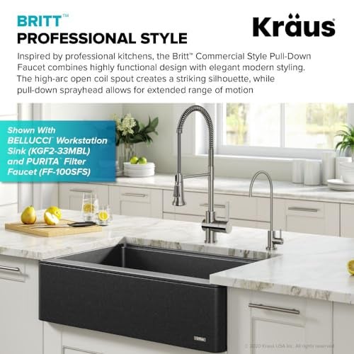 KRAUS Britt 2nd Gen Commercial Style Pull-Down Single Handle Kitchen Faucet in Spot Free Stainless Steel, KPF-1691SFS - Image 4