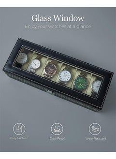 Watch Case 6-Slot PU Leather Watch Storage Real Glass Lid Jewelry Watch Holder Soft Velvet Watch Display Case For Men Women - pzsku/Z45263737EF53E9DED01AZ/45/_/1735638337/016cb5b8-ffd5-459f-90a2-5ecc3e898e8b