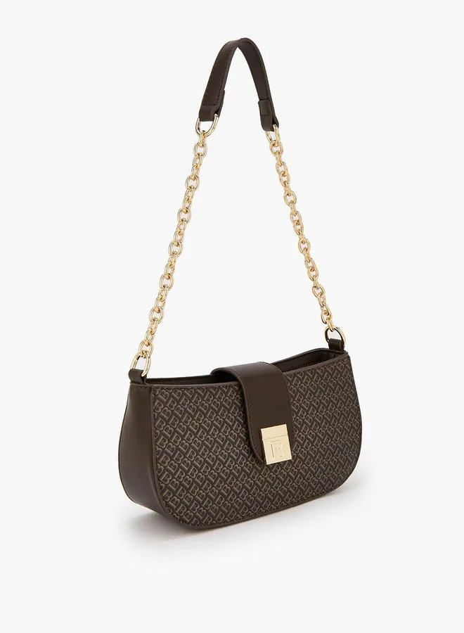 Flora Bella By Shoexpress Monogram Print Shoulder Bag With Magnetic Snap Closure