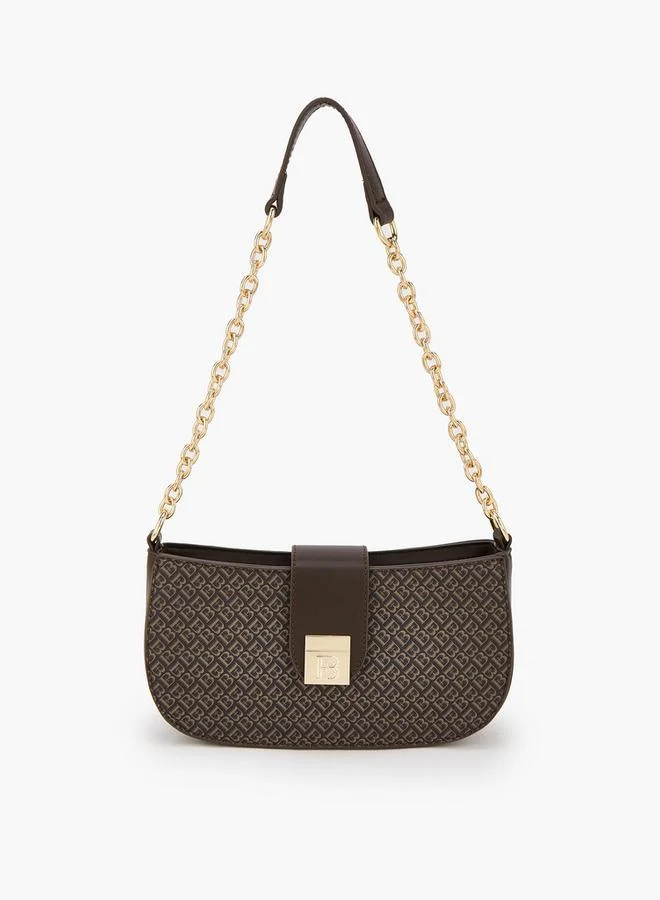 Flora Bella By Shoexpress Monogram Print Shoulder Bag With Magnetic Snap Closure