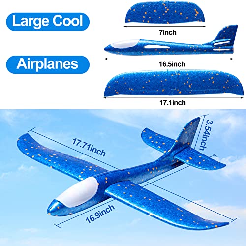 Tivcck 3 Pack LED Foam Airplane Toys 175 Large Throwing Foam Plane 2 Flight Mode Glider Flying Toy for Kids Ages 3 - Image 5