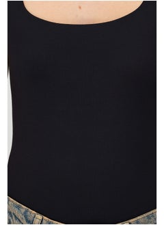 trendyol Black Square Neck Fitted/Sleeping Soft Touch/Elastic Knitted Bodysuit TWOSS24BD00001  - Image 4