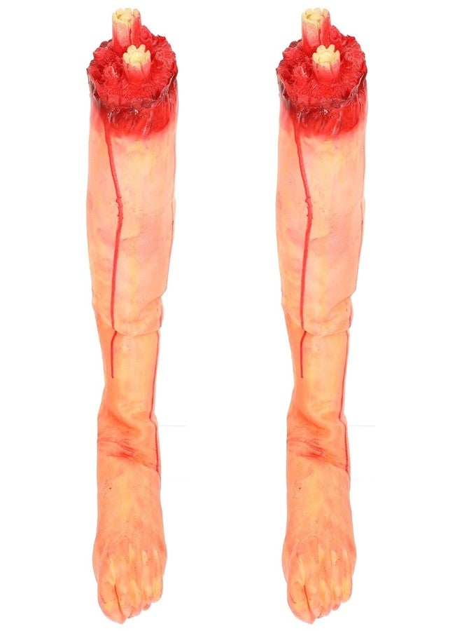 Garneck 2pcs Fake Leg Human Severed Leg Scary Bloody Broken Body Parts Halloween Decorations Body Parts Severed Human Prop Realistic Broken Foot for Halloween Haunted House Cosplay Party - Image 1
