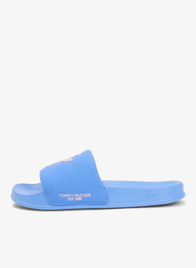 TOMMY HILFIGER Logo Embroidery Canvas Pool Slides
