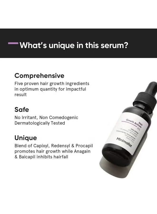 MINIMALIST Hair Growth Actives 18% Hair Growth Serum 30ml, For Hair Fall Control & Hair Growth in Men & Women - Image 3