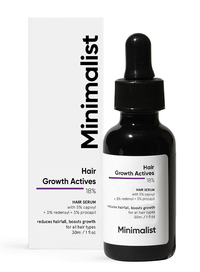 MINIMALIST Hair Growth Actives 18% Hair Growth Serum 30ml, For Hair Fall Control & Hair Growth in Men & Women - Image 1