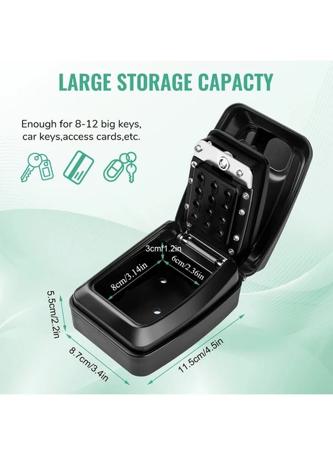 Wall Mounted Password Key Box Black Aluminum Alloy Waterproof Dustproof Combination Lock - Image 4