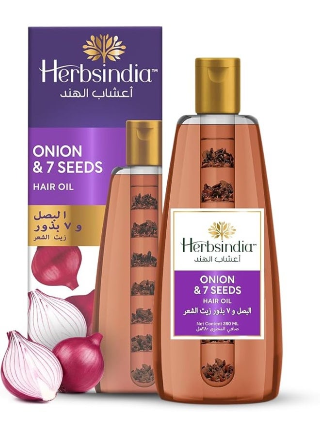 Herbsindia Onion & 7 Herbal Seeds Hair Oil With Nourish Tube | For Stronger & Longer Hair| Silicone & Paraben Free | All Hair Types | 280ml - Image 2