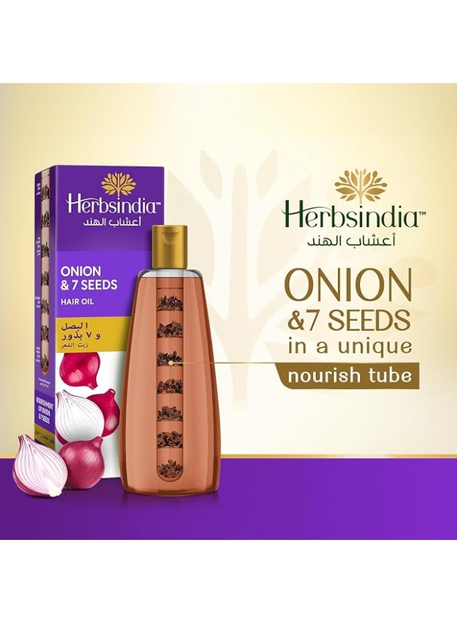 Herbsindia Onion & 7 Herbal Seeds Hair Oil With Nourish Tube | For Stronger & Longer Hair| Silicone & Paraben Free | All Hair Types | 280ml - Image 3