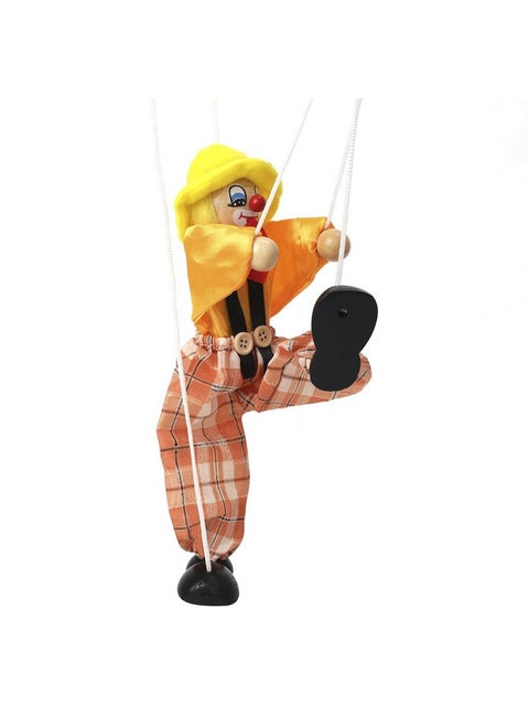 Hand Puppet Clown Wood Marionette Toys Pull Strings Puppet Doll Movable Hands And Feet,Xmas Parent-Child Interactive Fun Toys Gift