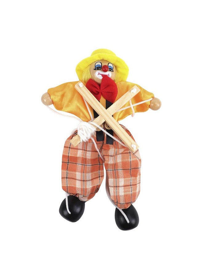 Hand Puppet Clown Wood Marionette Toys Pull Strings Puppet Doll Movable Hands And Feet,Xmas Parent-Child Interactive Fun Toys Gift