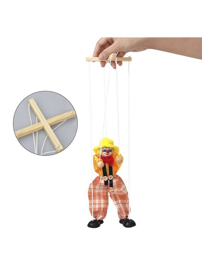 Hand Puppet Clown Wood Marionette Toys Pull Strings Puppet Doll Movable Hands And Feet,Xmas Parent-Child Interactive Fun Toys Gift