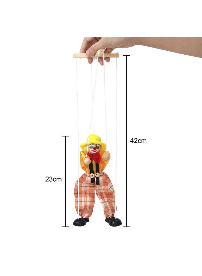 Hand Puppet Clown Wood Marionette Toys Pull Strings Puppet Doll Movable Hands And Feet,Xmas Parent-Child Interactive Fun Toys Gift