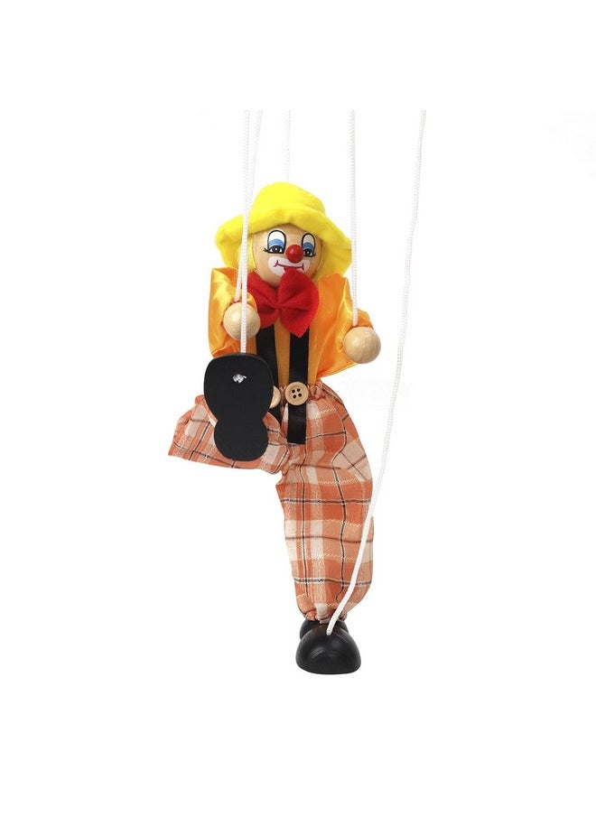 Hand Puppet Clown Wood Marionette Toys Pull Strings Puppet Doll Movable Hands And Feet,Xmas Parent-Child Interactive Fun Toys Gift