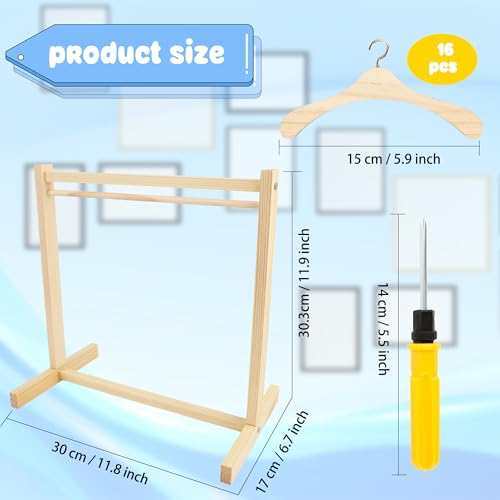 Flahard 17 Pcs Wood Doll Garment Rack with Wooden Clothes Hanger Mini Wooden Girl Doll Clothes Hanger Organizer Storage Shelf for 18 Inch Girl Doll Clothes Baby Dollhouse Color Set 1 - Image 5