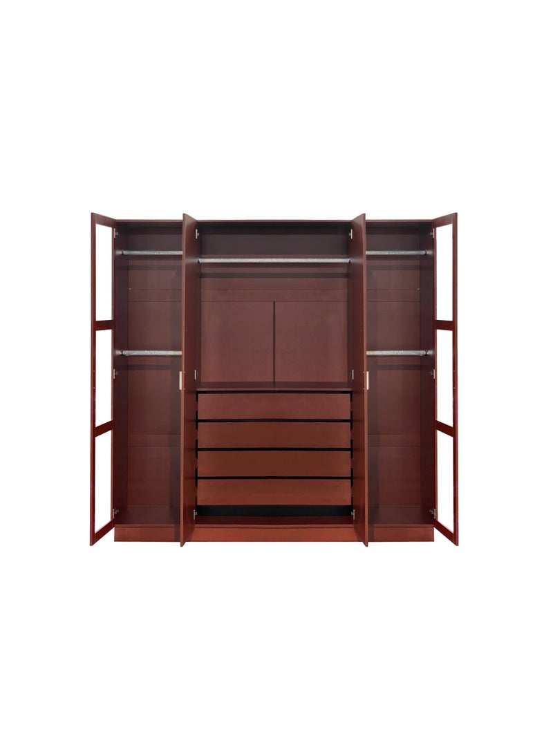 noon east Brown Wooden Bedroom Wardrobe, Engineered Wood, Spacious Storage with Hanging Rods & Adjustable Shelves, 200 × 60 × 201 cm – Stylish & Functional Closet Organizer - Image 2