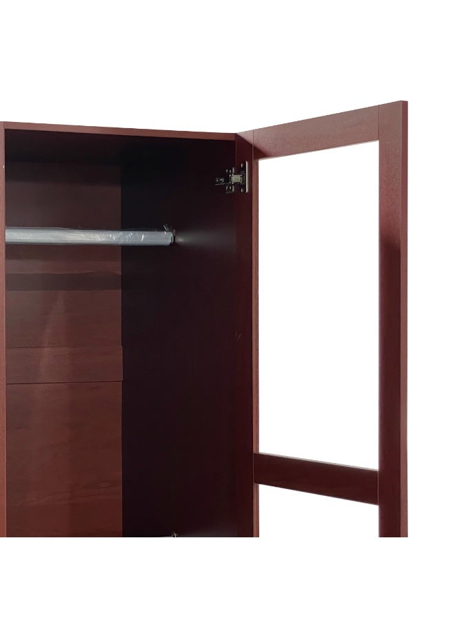 noon east Brown Wooden Bedroom Wardrobe, Engineered Wood, Spacious Storage with Hanging Rods & Adjustable Shelves, 200 × 60 × 201 cm – Stylish & Functional Closet Organizer - Image 5