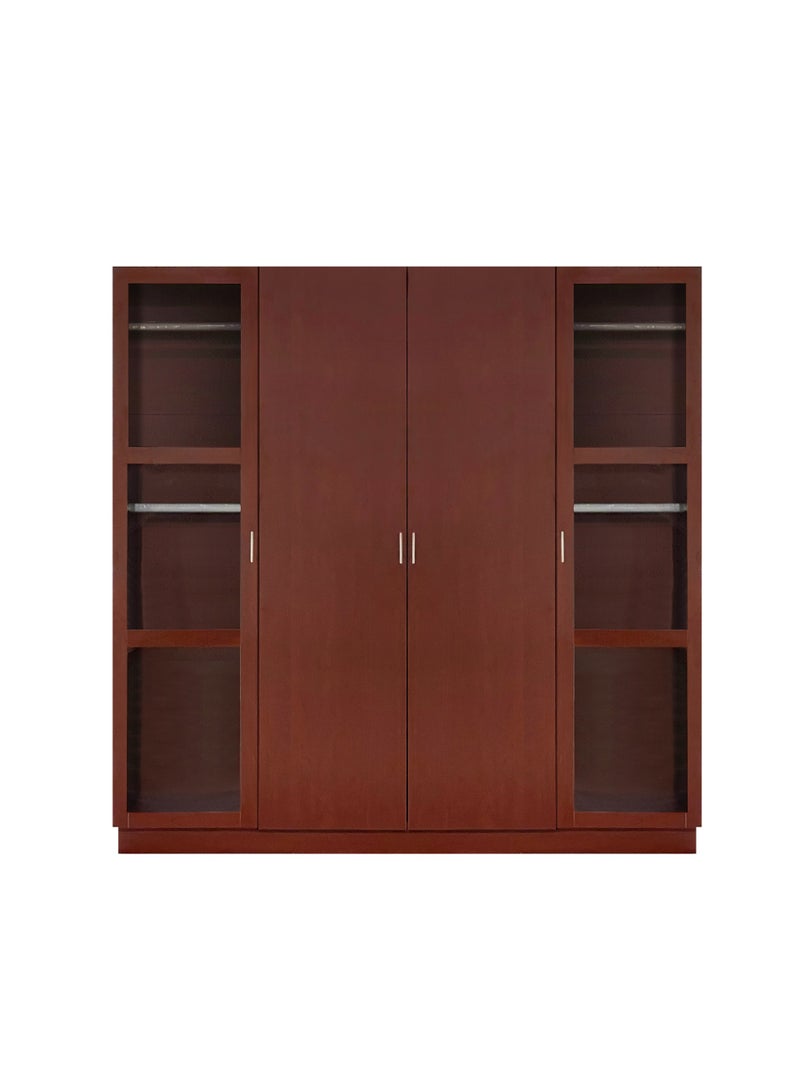 noon east Brown Wooden Bedroom Wardrobe, Engineered Wood, Spacious Storage with Hanging Rods & Adjustable Shelves, 200 × 60 × 201 cm – Stylish & Functional Closet Organizer - Image 3
