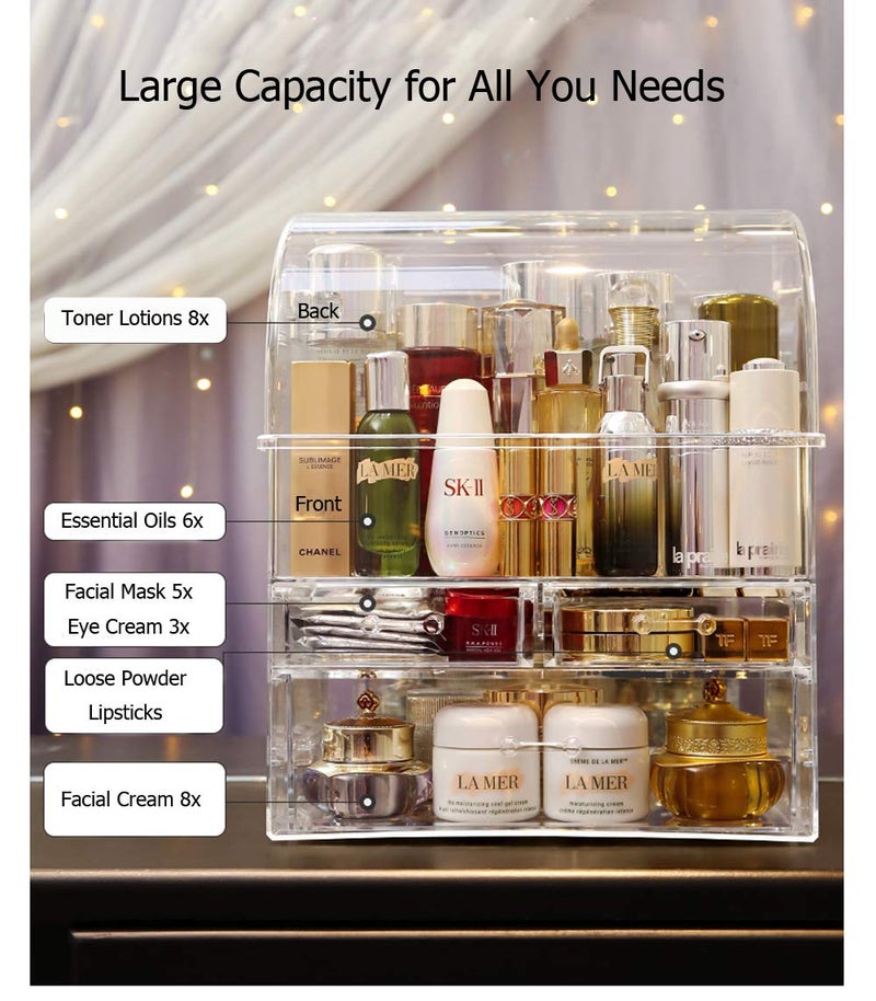 MOOCHI Professional Large Cosmetic Makeup Organizer Dust Water Proof Cosmetics Storage Display Case with Drawers - Image 3
