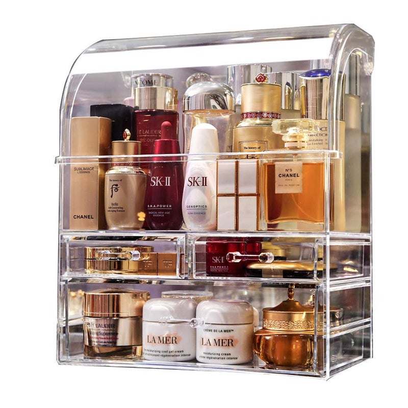 MOOCHI Professional Large Cosmetic Makeup Organizer Dust Water Proof Cosmetics Storage Display Case with Drawers - Image 1