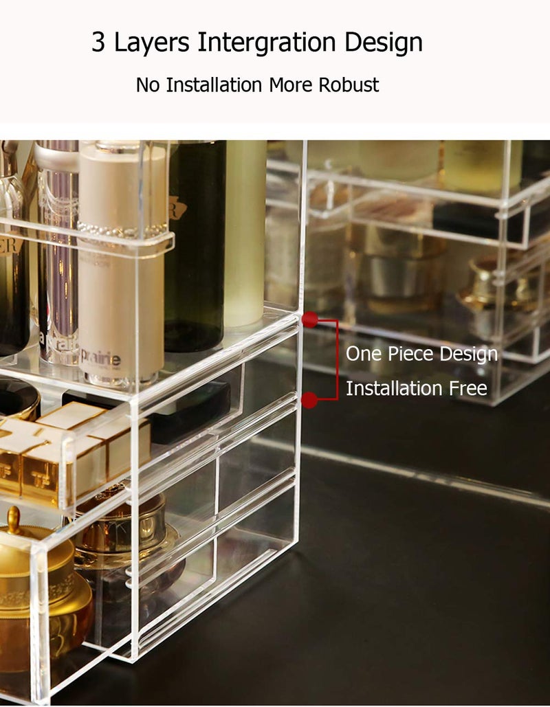 MOOCHI Professional Large Cosmetic Makeup Organizer Dust Water Proof Cosmetics Storage Display Case with Drawers - Image 5