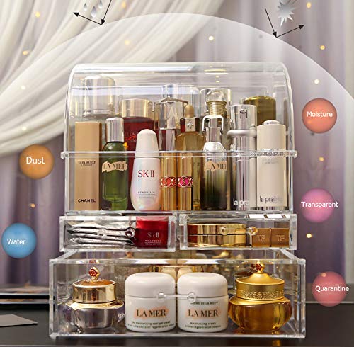 MOOCHI Professional Large Cosmetic Makeup Organizer Dust Water Proof Cosmetics Storage Display Case with Drawers - Image 2