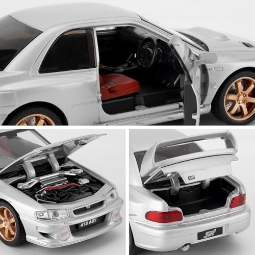FEXXA 1/32 Compatible for Subaru Impreza WRX STI Model Car, Pull Back Diecast Collectible Car Toy with Sounds ＆ Lights for Kids Boys Girls and Adults, Gift (Silver) - Image 5
