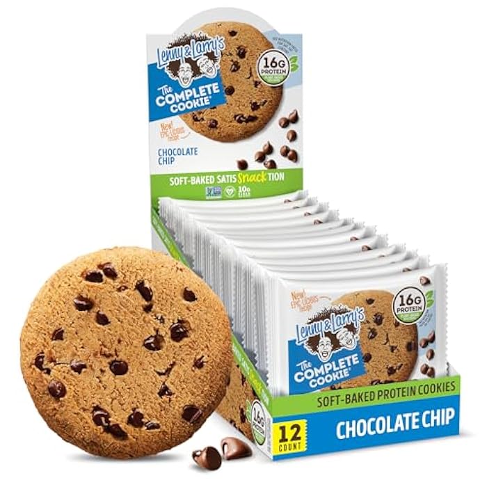 Lenny & Larry's The Complete Cookie, Chocolate Chip, Soft Baked, 16g Plant Protein, Vegan, Non-GMO, 4 Ounce Cookie (Pack of 12) - Image 1