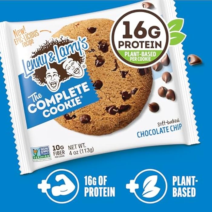 Lenny & Larry's The Complete Cookie, Chocolate Chip, Soft Baked, 16g Plant Protein, Vegan, Non-GMO, 4 Ounce Cookie (Pack of 12) - Image 5