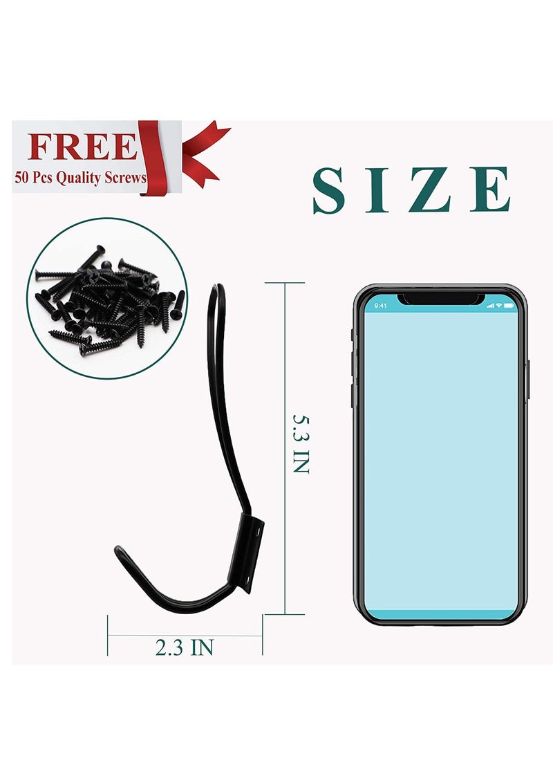 Rustic Entryway Hooks 6 Pack Farmhouse Hooks with Metal Screws Included, Black Decorative Wall Mounted Rustic Coat Hooks Rack, Double Vintage Organizer Hanging Wire Hook Clothes Hanger  - Image 2