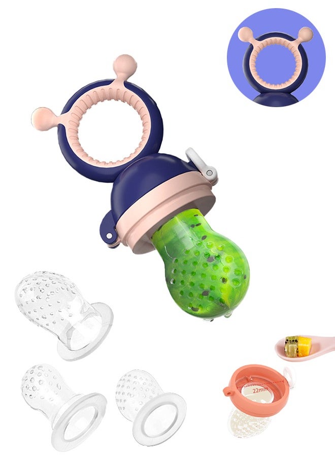 Lemon Baby Solids/Frozen Fruit Feeder Pacifier, Infant Teether Toy 4M+, BPA-Free Silicone Pouch & Nipple, Safely Introduce Solids, Teething Relief  ( Purple, S/M/L)  - Image 1