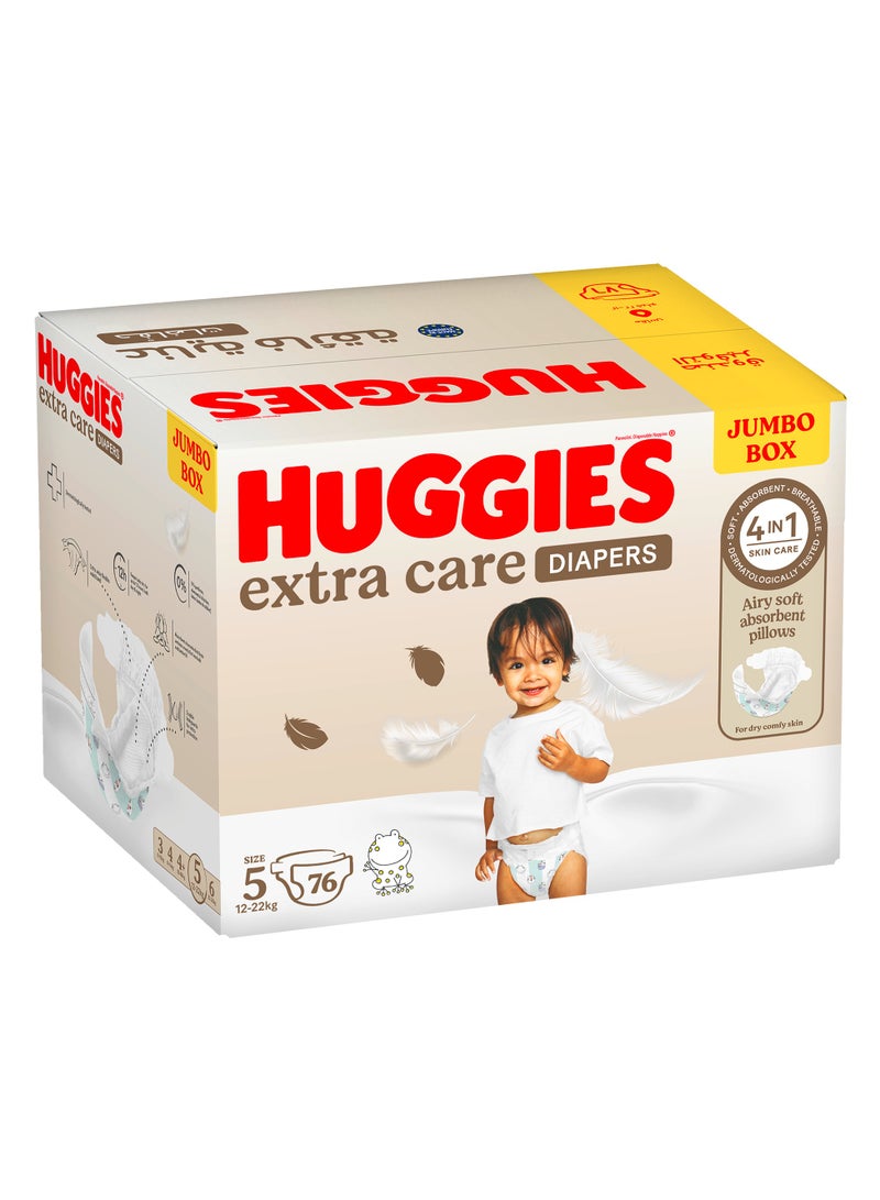 HUGGIES Extra Care Diapers Size 5 (12-22 kg) Jumbo Box 76 Diapers - Image 1