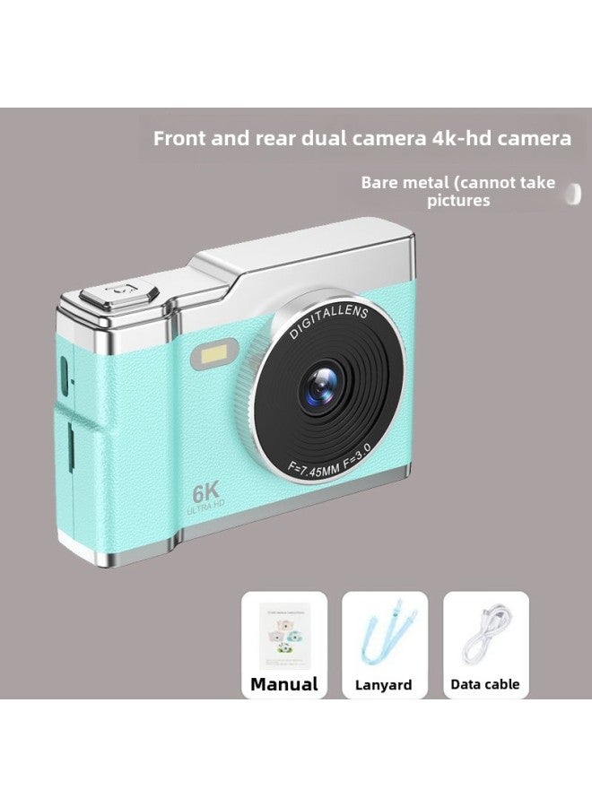 Generic CCD Camera Student Party Beginner Girl's Portable Small HD Travel Digital Camera Retro Special Cdd Camera-Body Color:6400w Royal Green + Front And Rear Shooting + Fill Light + 2.8inch Screen - Official Standard  - Image 1