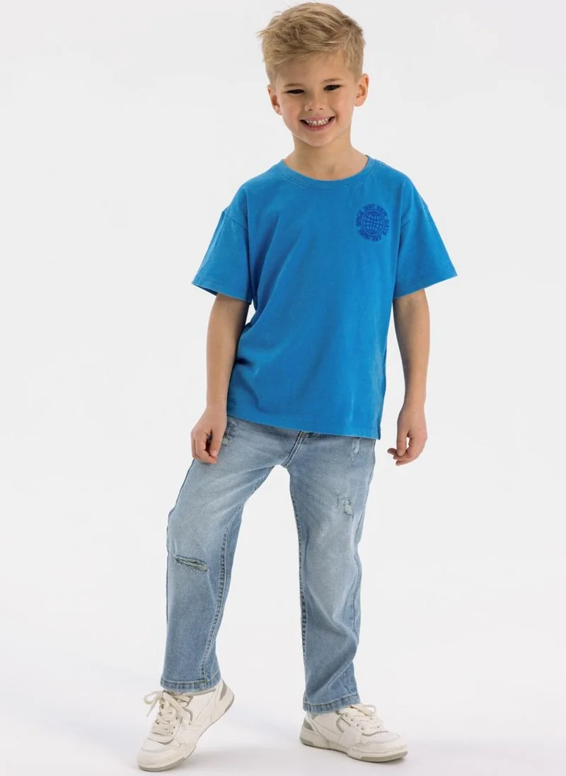 مينوتي Kids Denim Ripped Straight Leg Jeans