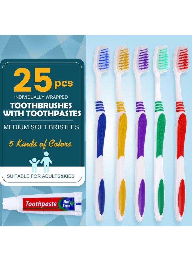 Navona 25 PCS Individually Wrapped Toothbrushes with Toothpaste Bulk, Disposable Toothbrushes Bulk, Bulk Toothpaste, Travel Toothpaste Bulk, Ergonomics Handle, Soft Bristle, Perfect for Travel,Hotel,Donation - Image 2