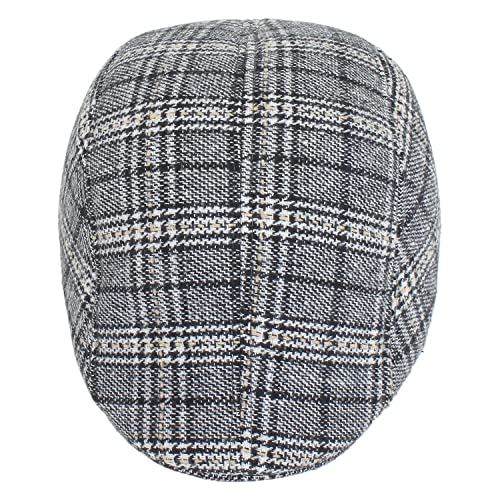 Zacharias Men's Checkered Woolen Golf Cap with Earmuff (Pack of 1) (eg-07_Light Grey_Free Size) - Image 2